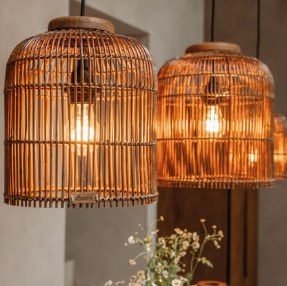Pendelleuchte Aura Rattan, Braun