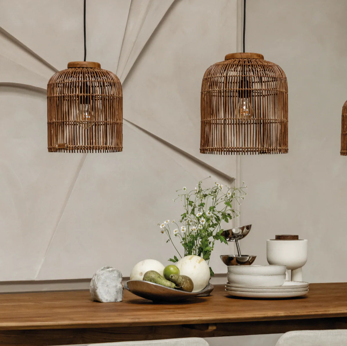Pendelleuchte Aura Rattan, Braun