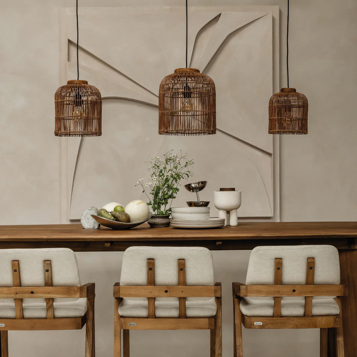 Pendelleuchte Aura Rattan, Braun