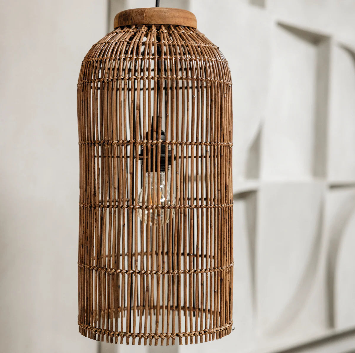 Pendelleuchte Aura Slimm Rattan, Braun