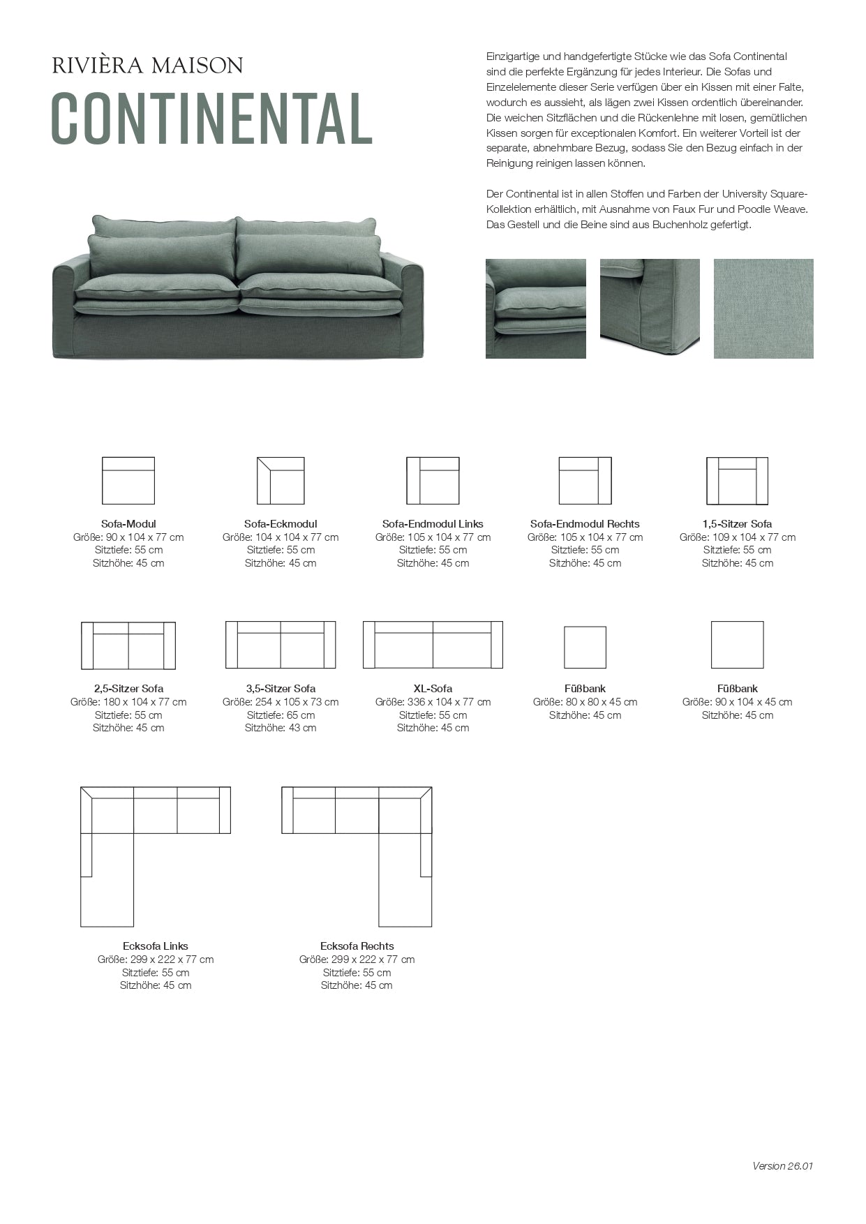 Sofa Continental von Rivièra Maison