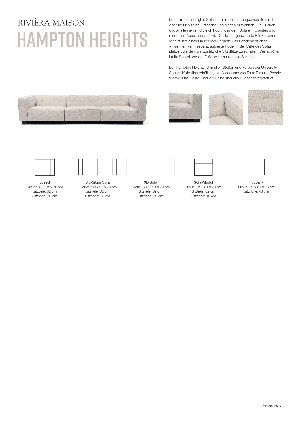 Sofa Hampton Heights von Rivièra Maison