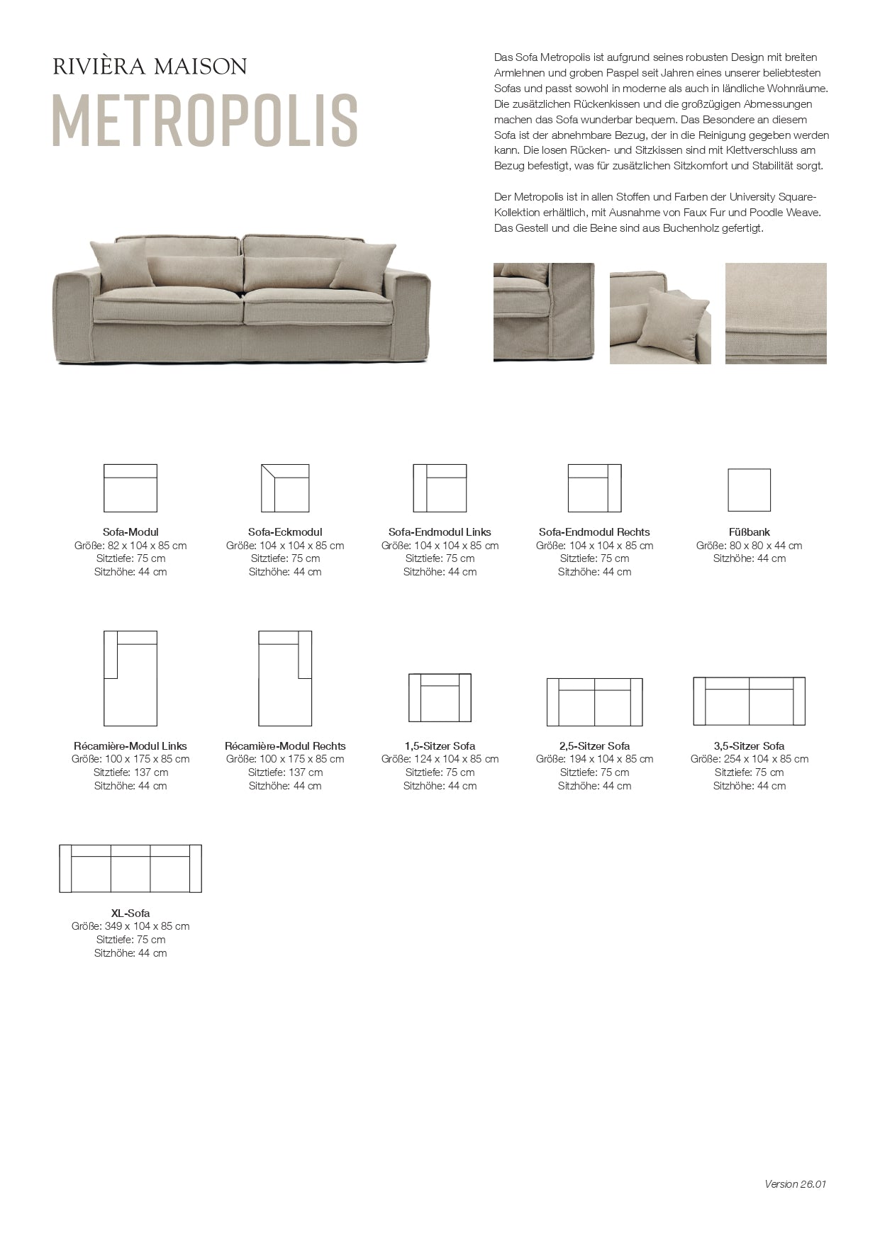 Sofa Metropolis von Rivièra Maison
