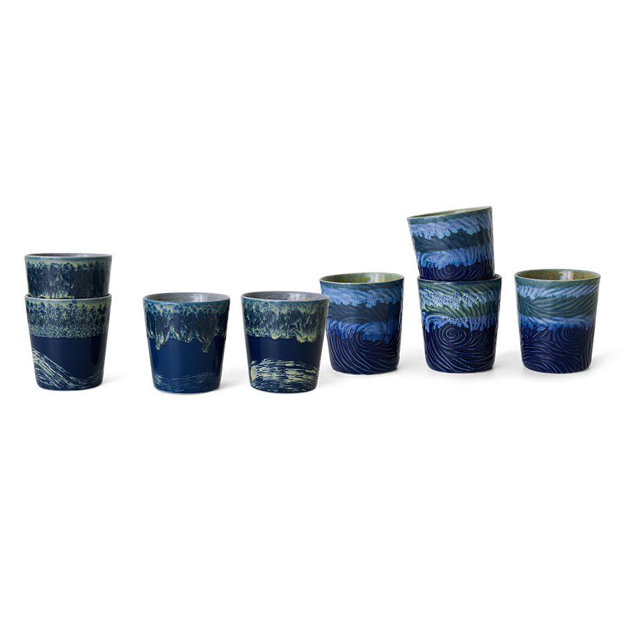 70s Keramik: Van Gogh Kaffeebecher, Sternennacht (Set mit 2)