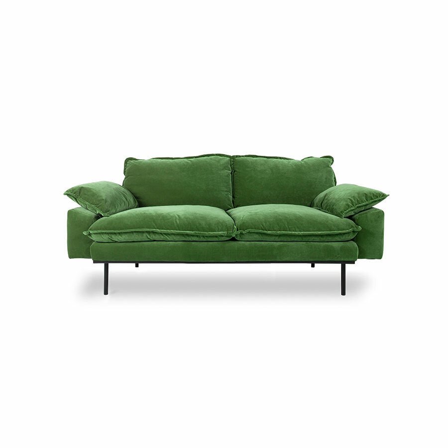 Retro Sofa 2-Sitzer Samt Grün - HKliving