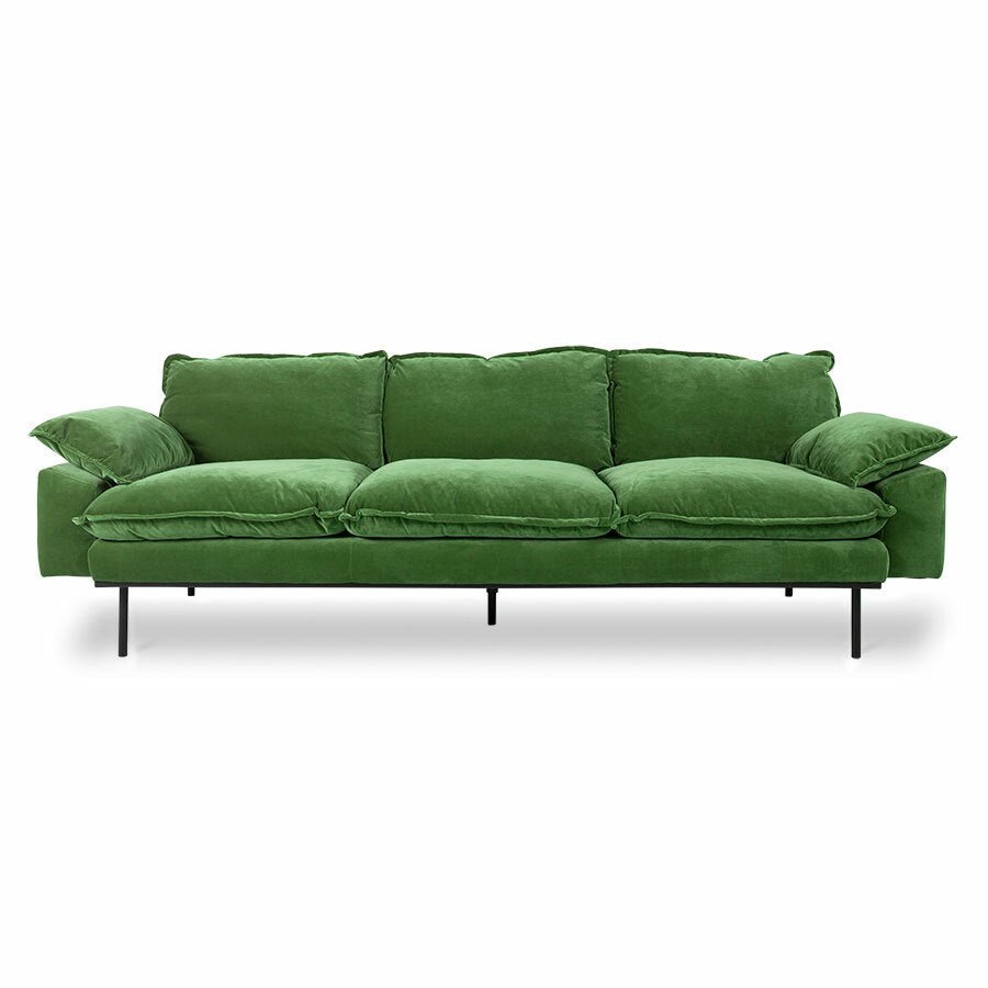 Retro Sofa 4-Sitzer Samt Grün - HKliving