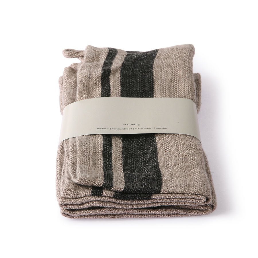 Serviette natur/ gestreift 2er-Set - HKliving