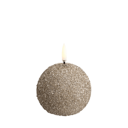 LED Rundkerze Champagne Glitzer  Ø 7cm x 7 cm