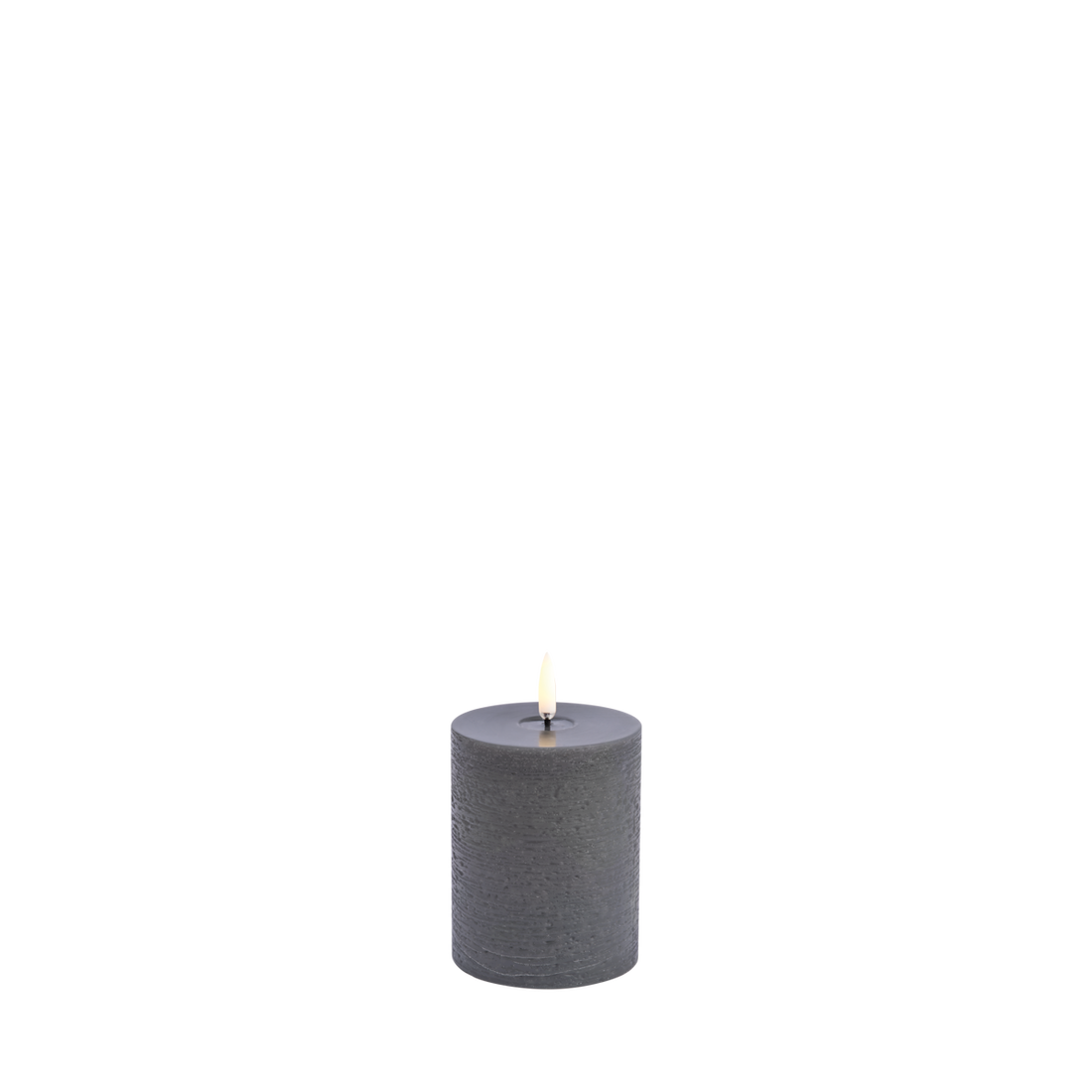 LED &quot;Melted&quot; Blockkerze Ø 7,8cm x 10,1 cm, Grau