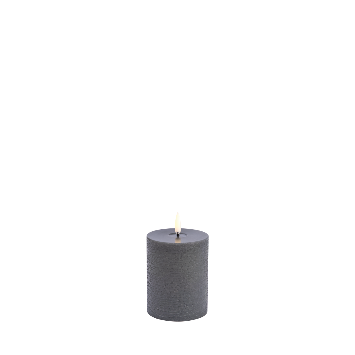 LED &quot;Melted&quot; Blockkerze Ø 7,8cm x 10,1 cm, Grau