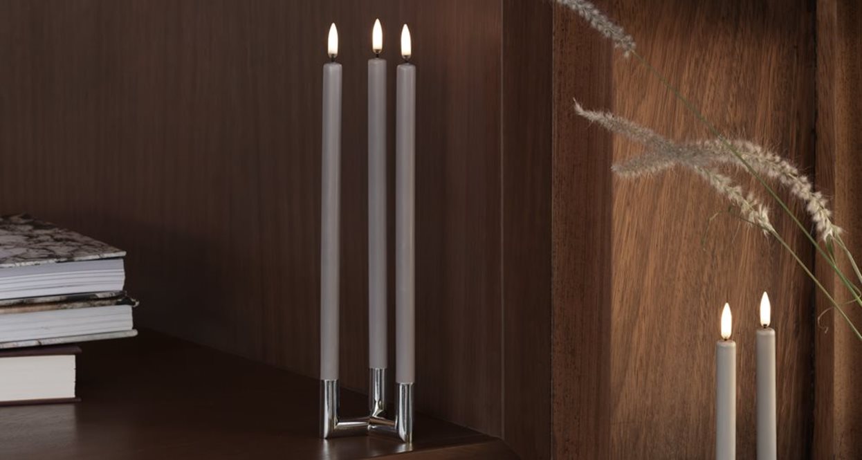 Stabkerzen LED, 2er Set, Grün