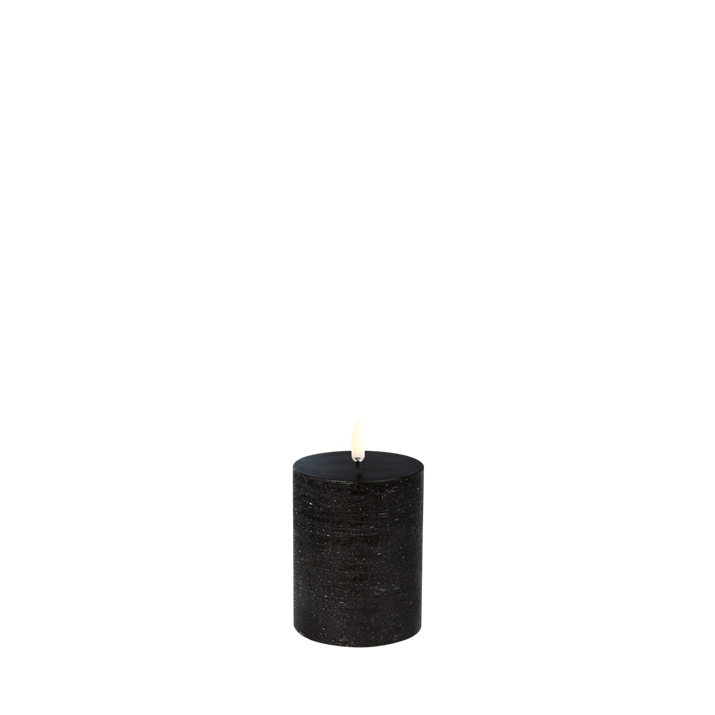 LED Stumpfkerze Schwarz Rustic, Ø 7,8 x 10 cm