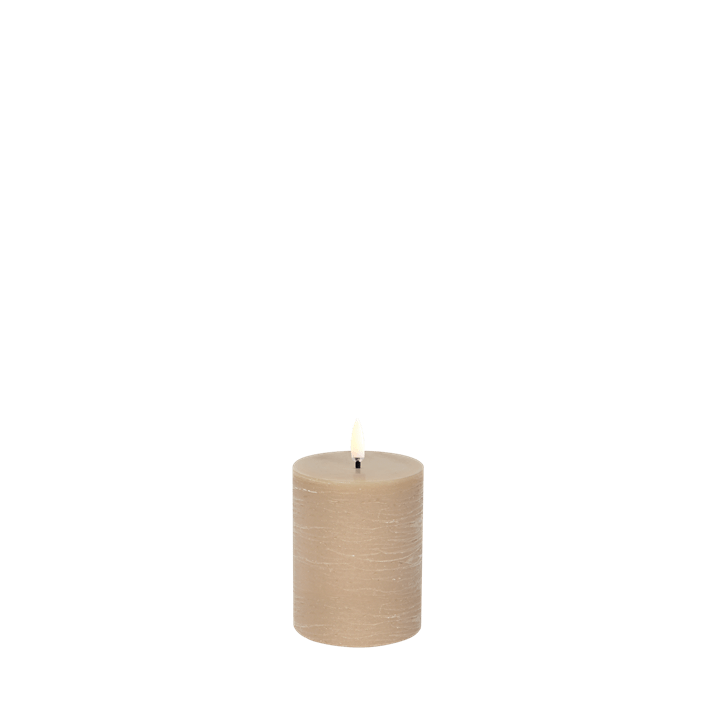 LED Blockkerze Beige Rustic Ø 7,8cm x 10 cm