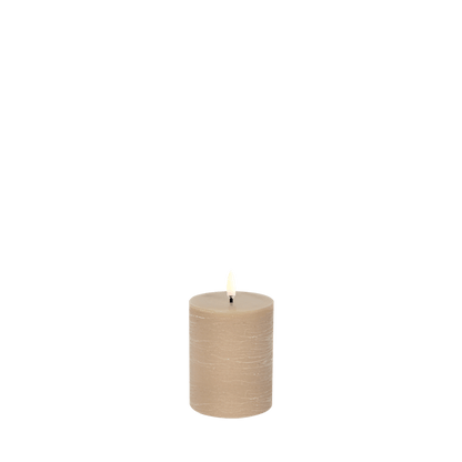 LED Blockkerze Beige Rustic Ø 7,8cm x 10 cm