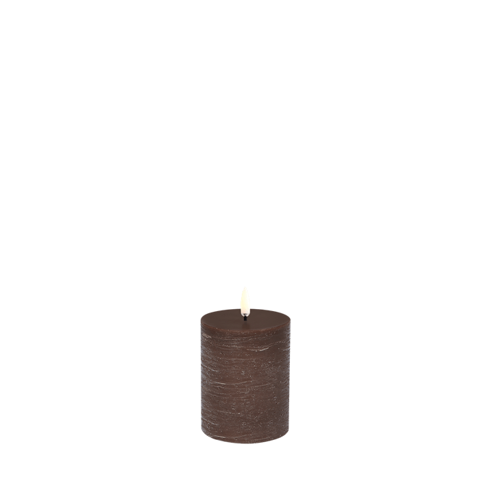 LED Blockkerze Braun Rustic Ø 7,8cm x 10 cm