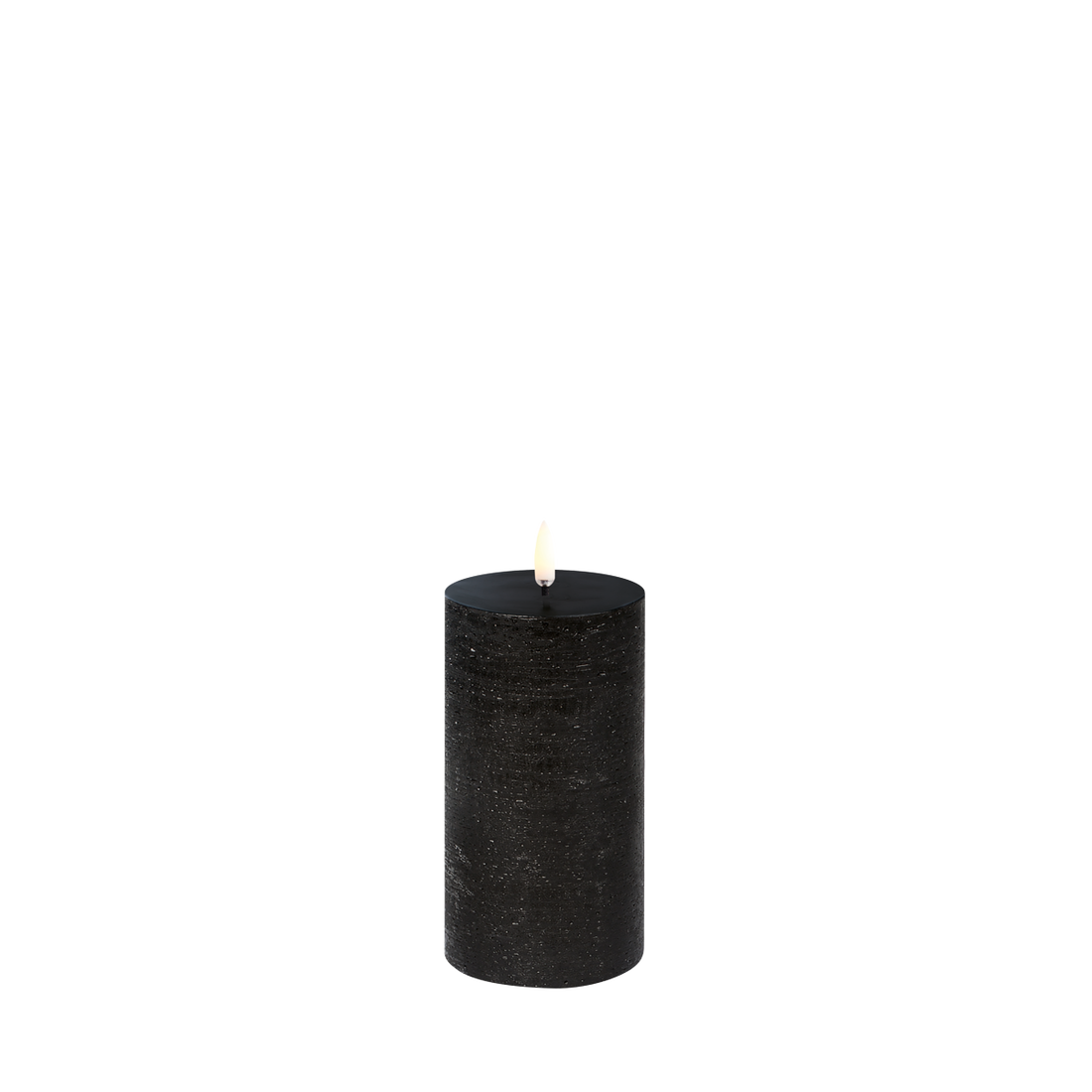 LED Blockkerze Schwarz Rustic Ø 7,8cm x 15 cm