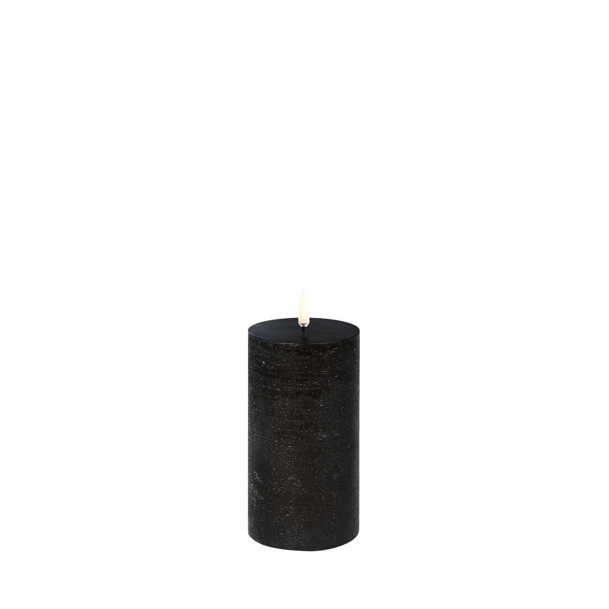 LED Blockkerze Schwarz Rustic Ø 7,8cm x 15 cm