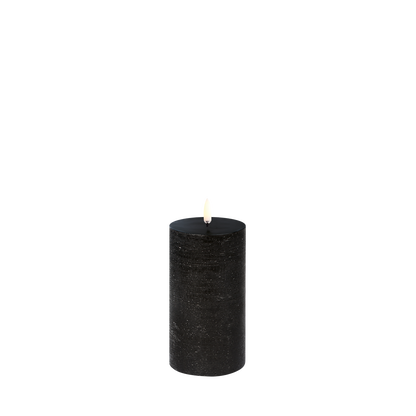 LED Blockkerze Schwarz Rustic Ø 7,8cm x 15 cm
