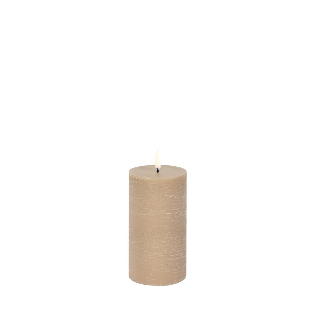 LED Blockkerze Beige Rustic Ø 7,8cm x 15 cm