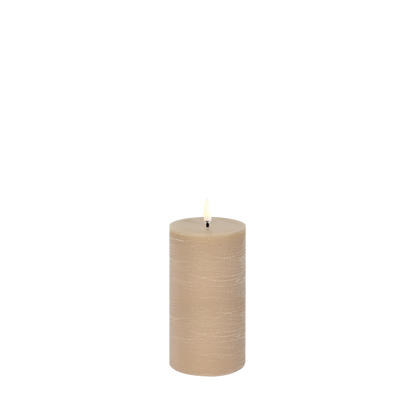 LED Blockkerze Beige Rustic Ø 7,8cm x 15 cm