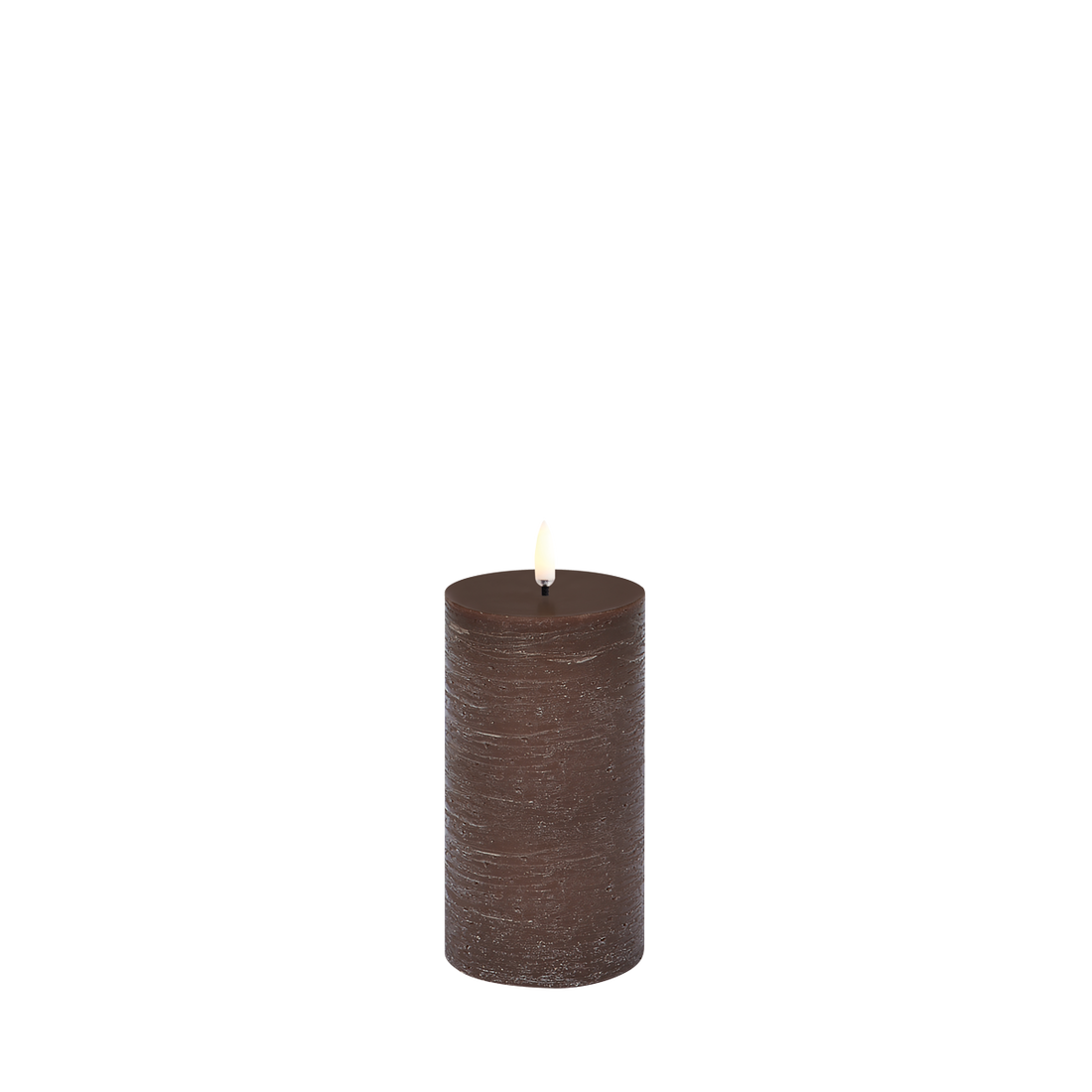 LED Blockkerze Braun Rustic Ø 7,8cm x 15 cm
