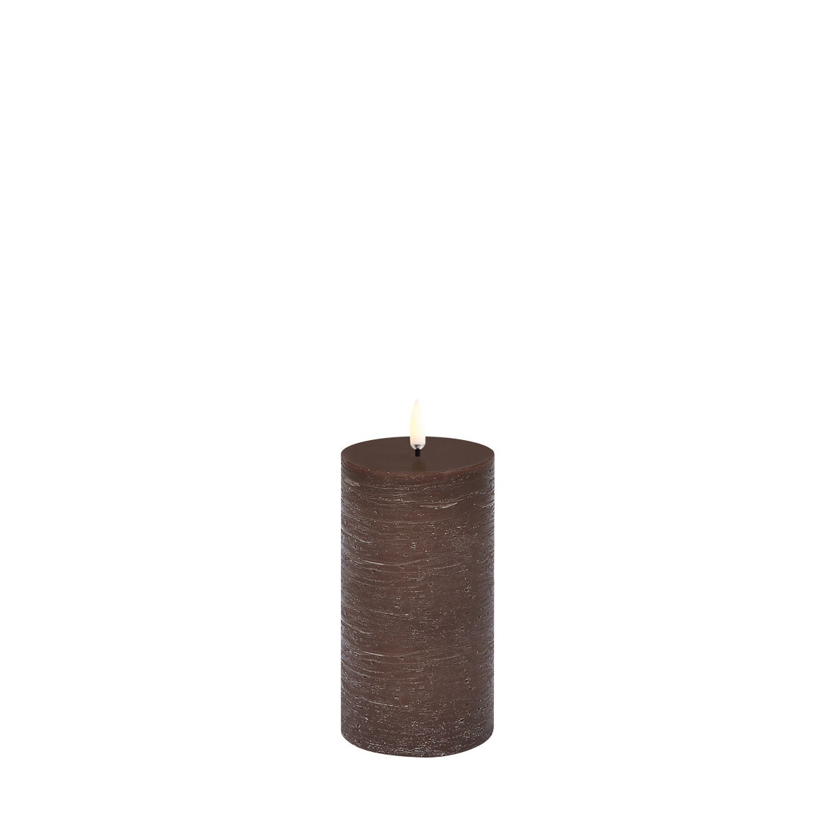 LED Blockkerze Braun Rustic Ø 7,8cm x 15 cm