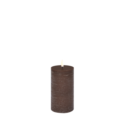 LED Blockkerze Braun Rustic Ø 7,8cm x 15 cm