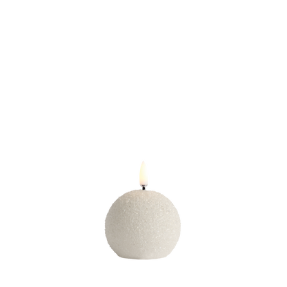 LED Rundkerze Nordic White Glitzer  Ø 7cm x 7 cm