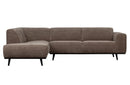 Statement Ecksofa Links Rib Cord Taupe - BePureHome