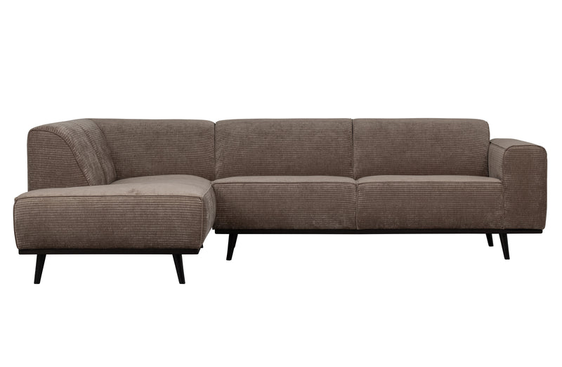 Statement Ecksofa Links Rib Cord Taupe - BePureHome