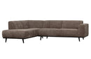 Statement Ecksofa Links Rib Cord Taupe - BePureHome