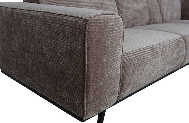 Statement Ecksofa Rechts Rib Cord Taupe - BePureHome