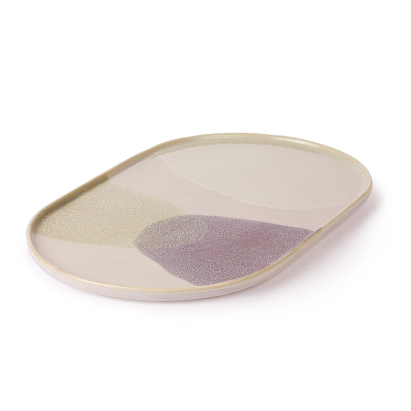 Gallery Ceramics: Ovaler Teller grün / lila, 33x20 cm - HKliving