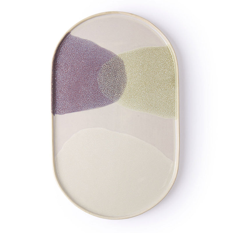 Gallery Ceramics: Ovaler Teller grün / lila, 33x20 cm - HKliving