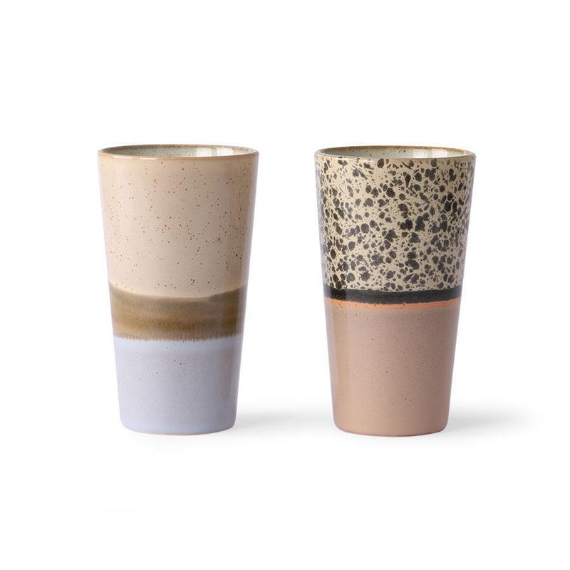 Keramik 70ern Latte Tassen (2er Set)-HKliving-My Dutch Living Room GmbH