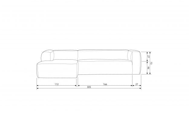 Bean Ecksofa Links Cognac - Woood